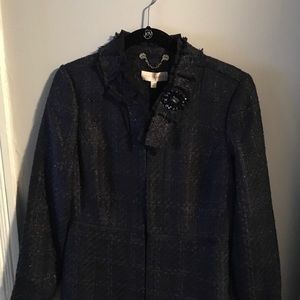 Authentic New Tory Burch navy Roseann tweed jacket
